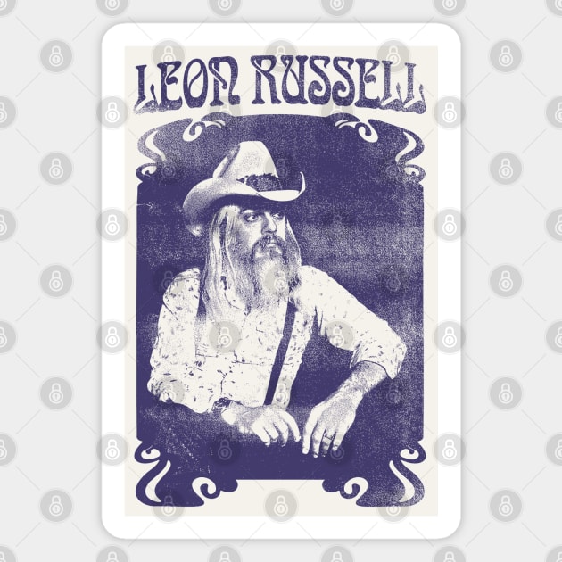 Leon Russell /// Retro Vintage Faded Look Fan Art Design Magnet by DankFutura